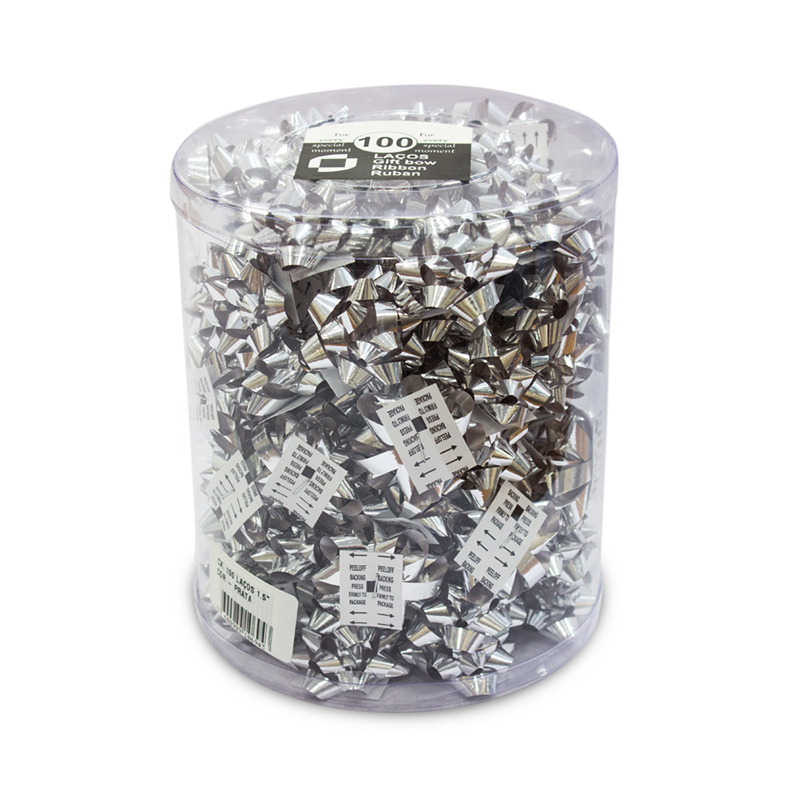Caja con 100 Lazos Metalizados - Plata
