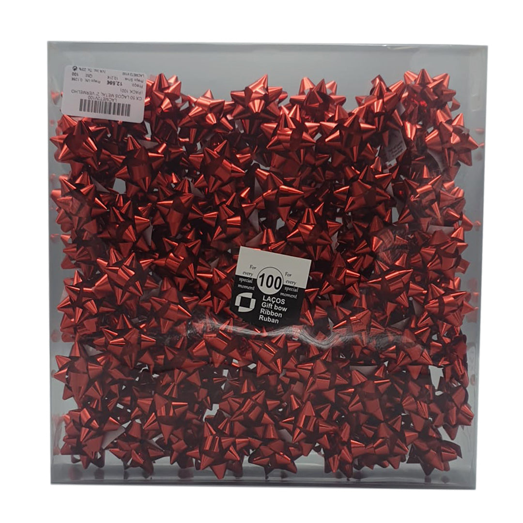 Caixa com 40 Laços de Papel com Adesivo - Vermelho