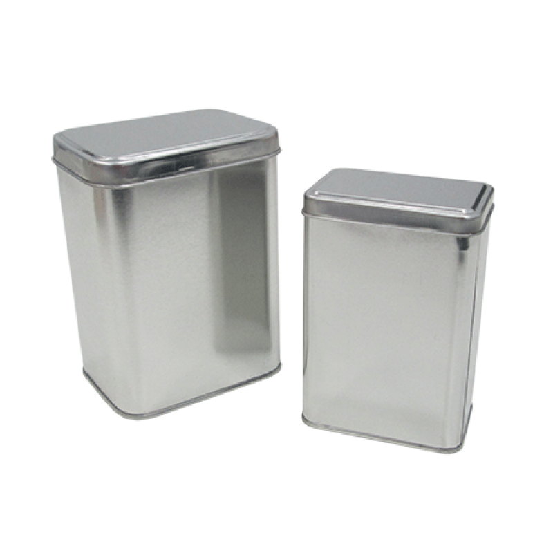 Latas Metálicas Retangulares com Verniz - Prata