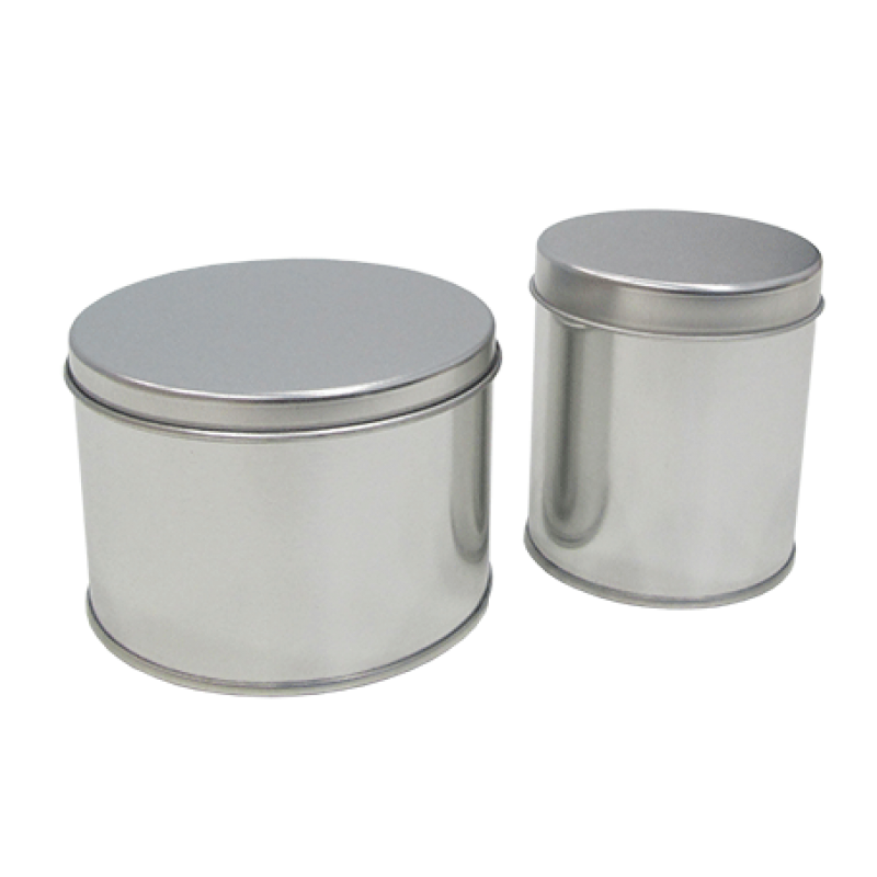 Round Metal Tins with Varnish - Silver