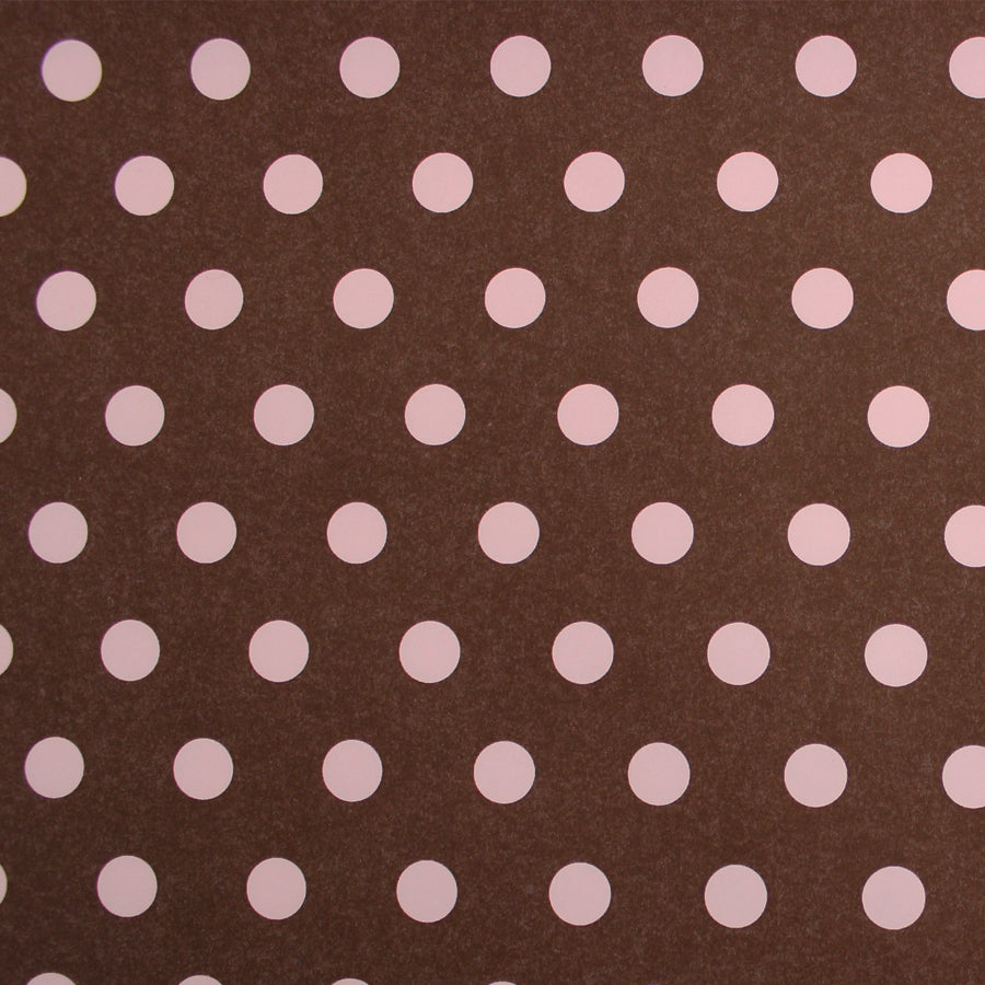 Coated Paper Roll - Brown and Pink - "Polka Dots"