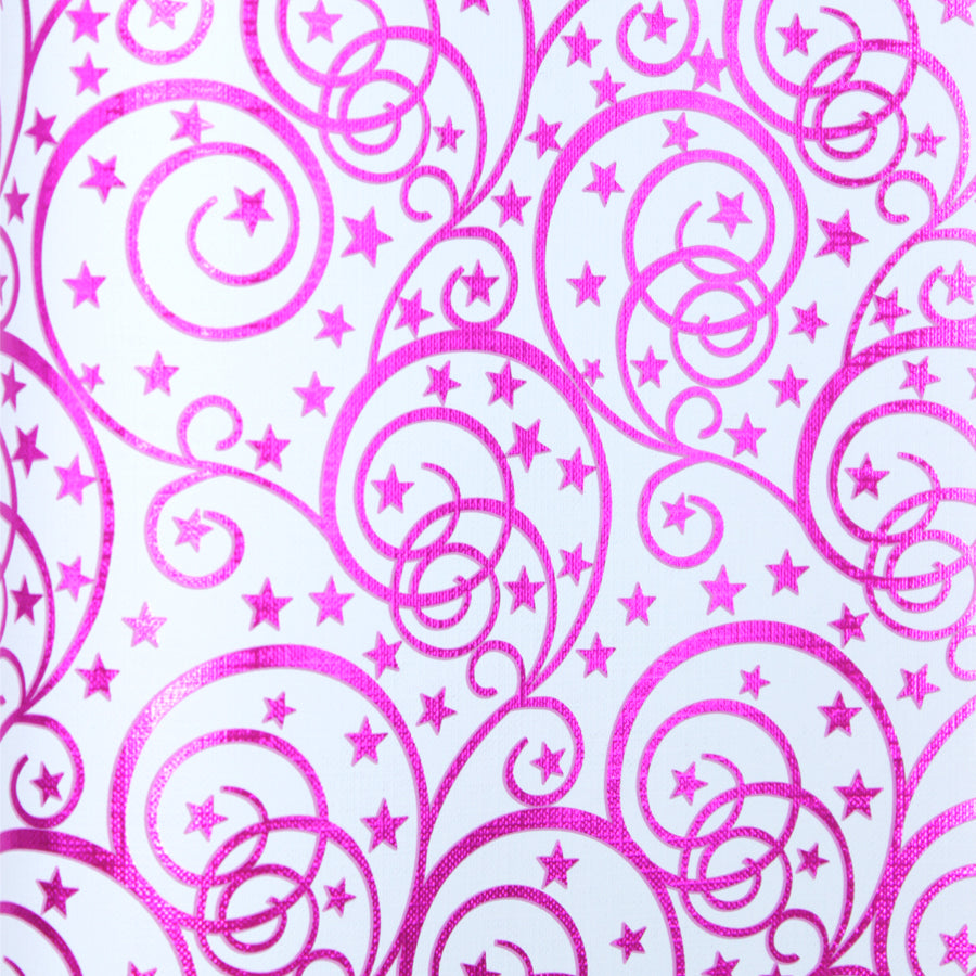 Rolo de Papel Gofrado - Branco e Rosa - "Estrelinhas"