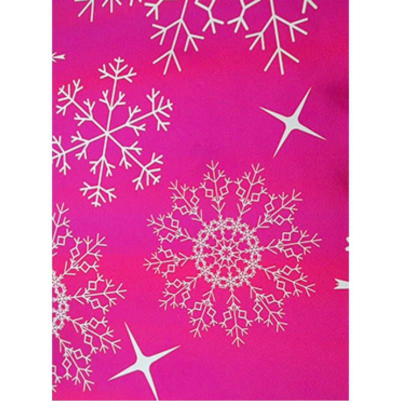 Coated Paper Roll - Pink and White - "Snowflakes"