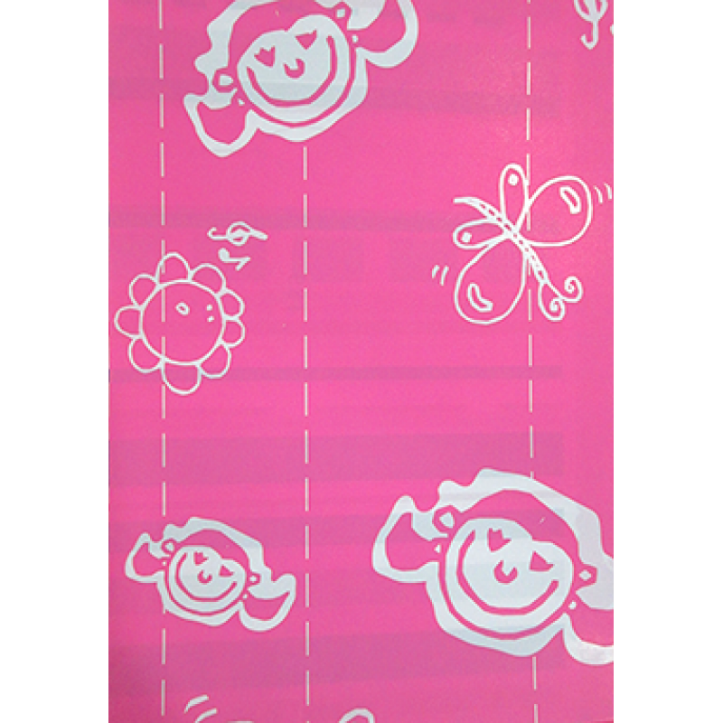 Rolo de Papel Couché - Rosa e Branco - "Padrão Infantil"