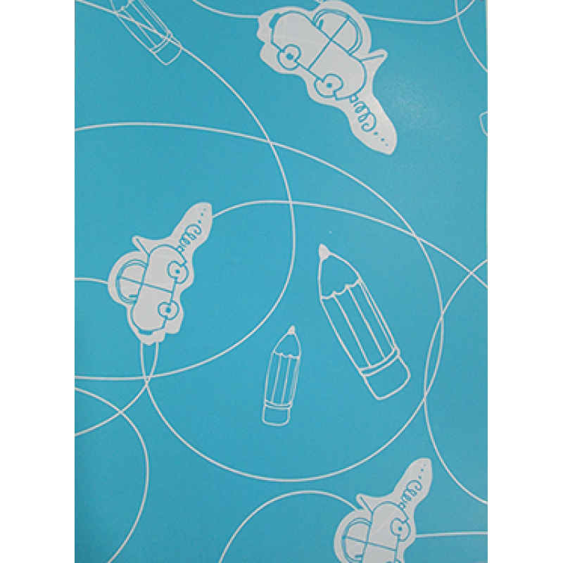 Coated Paper Roll - Blue and White - "Car and Pencil"