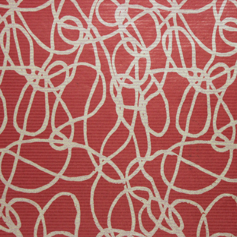 Rolo de Papel Kraft - Vermelho e Branco - "Linhas com Vida"