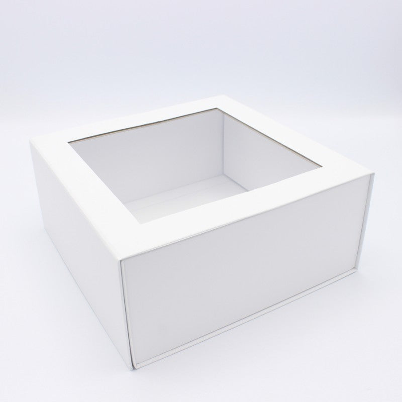 Premium Cardboard Box 1200g with Window and Magnet - Matt Laminated - White