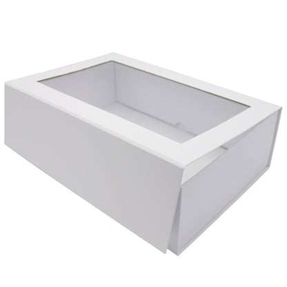 Premium Cardboard Box 1200g with Window and Magnet - Matt Laminated - White