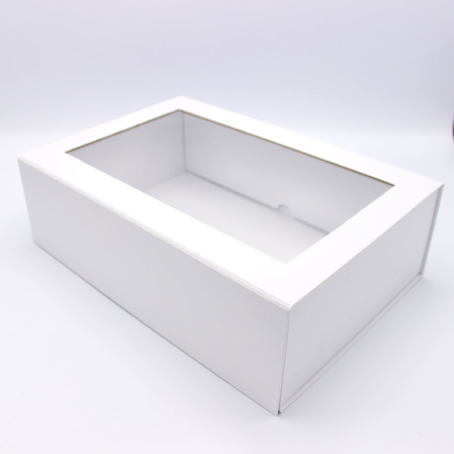 Premium Cardboard Box 1200g with Window and Magnet - Matt Laminated - White