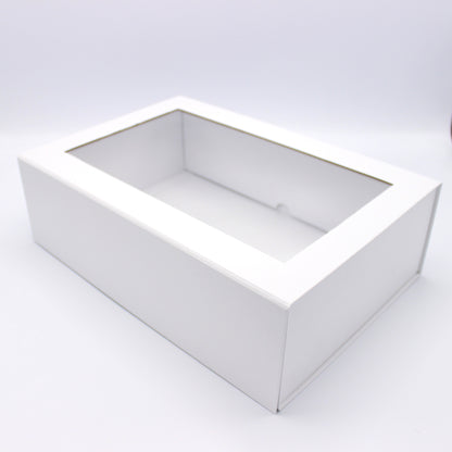 Premium Cardboard Box 1200g with Window and Magnet - Matt Laminated - White