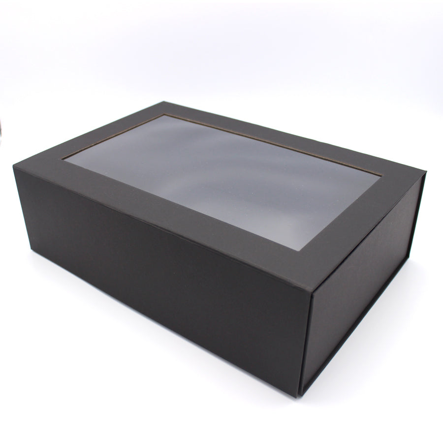 Premium Cardboard Box 1200gsm with Window and Magnet - Black