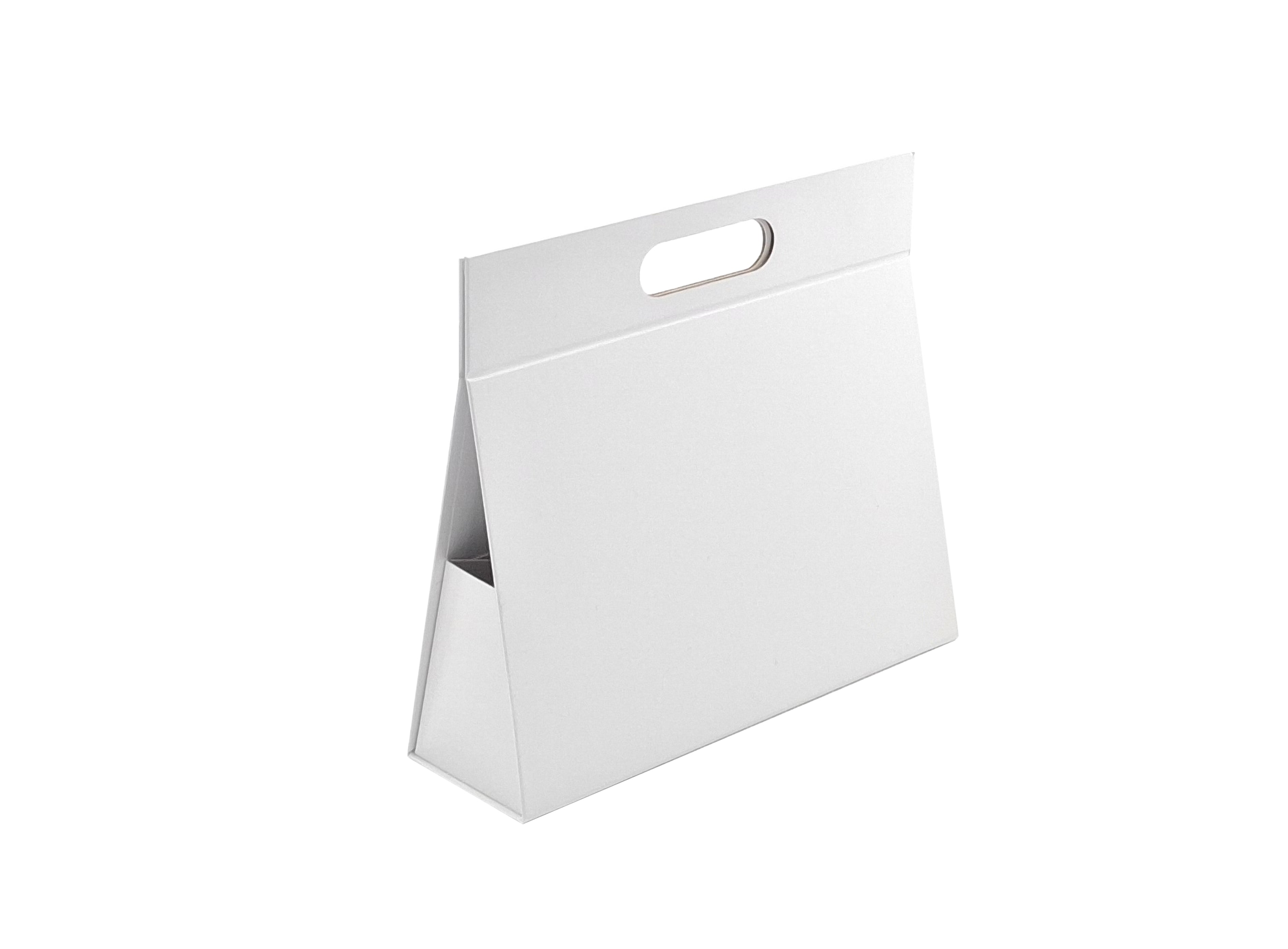 Premium Triangular Box with Handle and Magnet - Matt Laminated - White