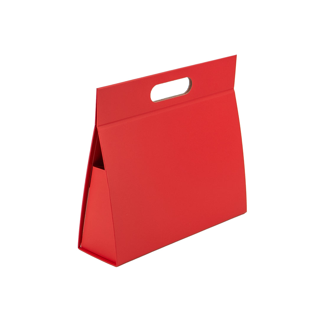 Premium Triangular Gift Box with Handle and Magnet - Matt Laminated - Red