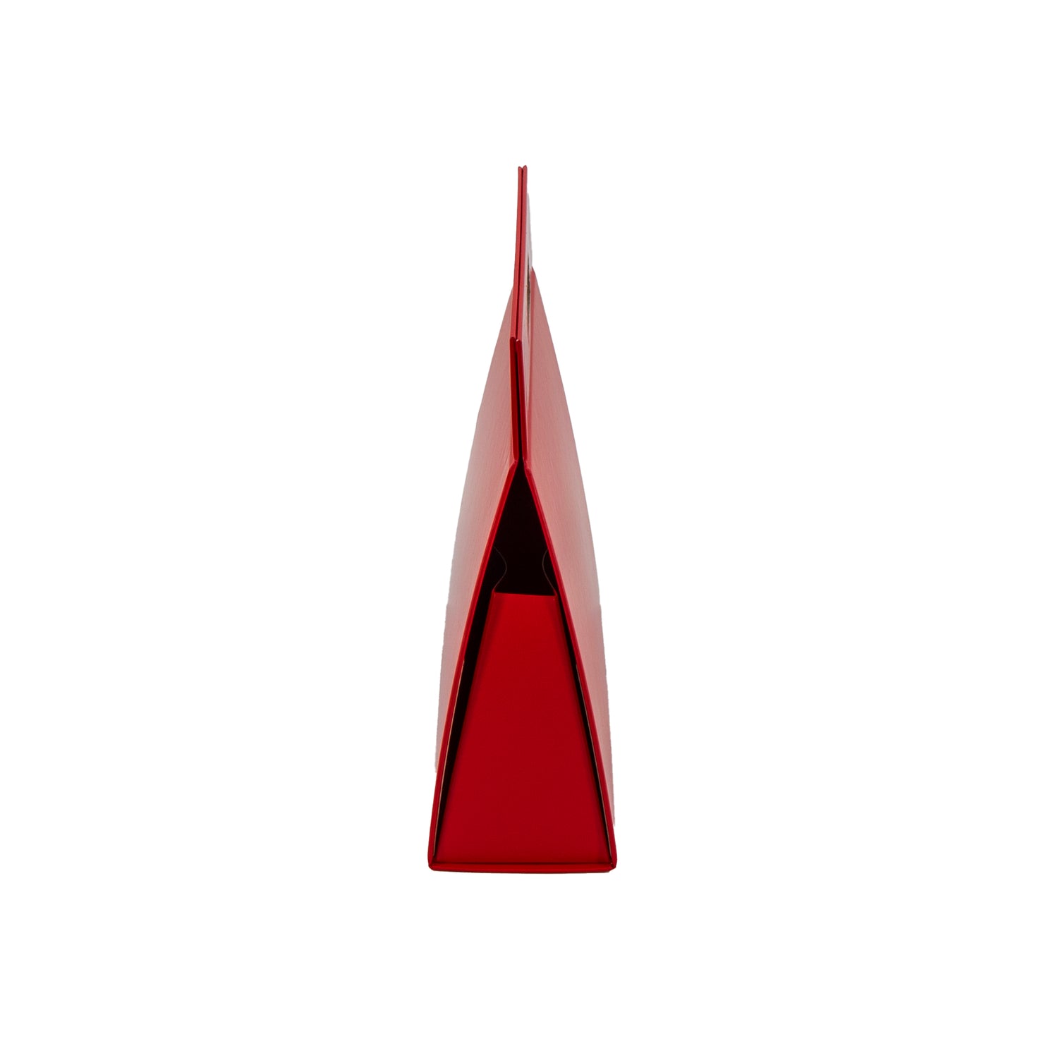 Premium Triangular Gift Box with Handle and Magnet - Matt Laminated - Red