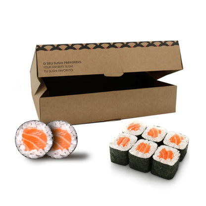 Custom Takeaway Boxes for Sushi 275g - Kraft and Black