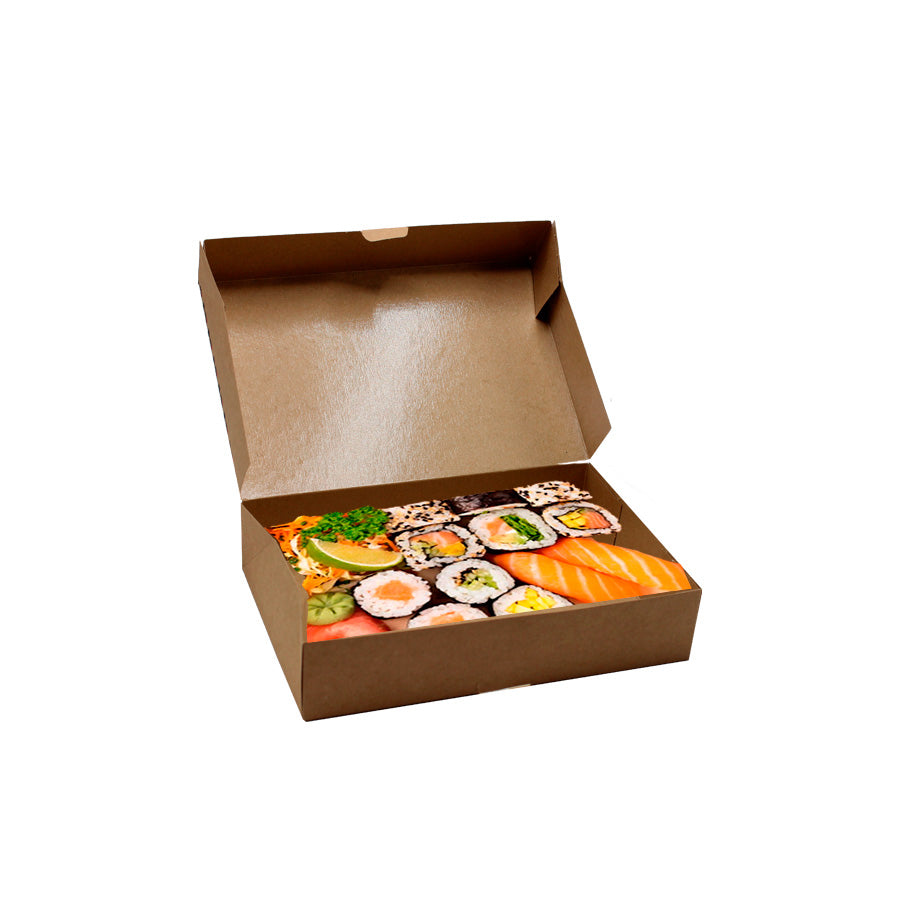 Custom Takeaway Boxes for Sushi 275g - Kraft and Black