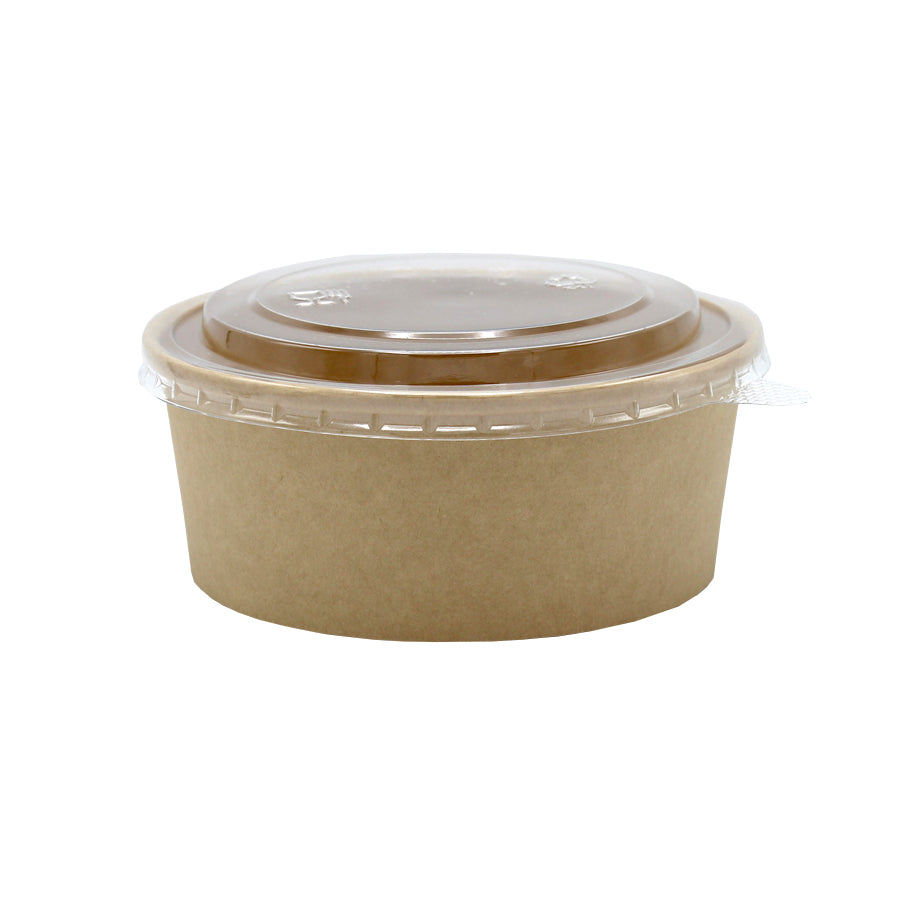 Salad Bowl Packaging with Lid and Base - Kraft and Transparent