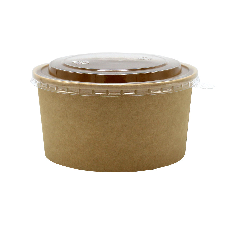 Salad Bowl Packaging with Lid and Base - Kraft and Transparent