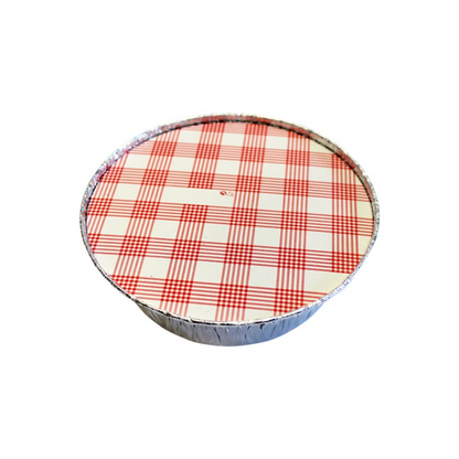 Embalagem de Alumínio com Tampa - Prata, Branco e Vermelho