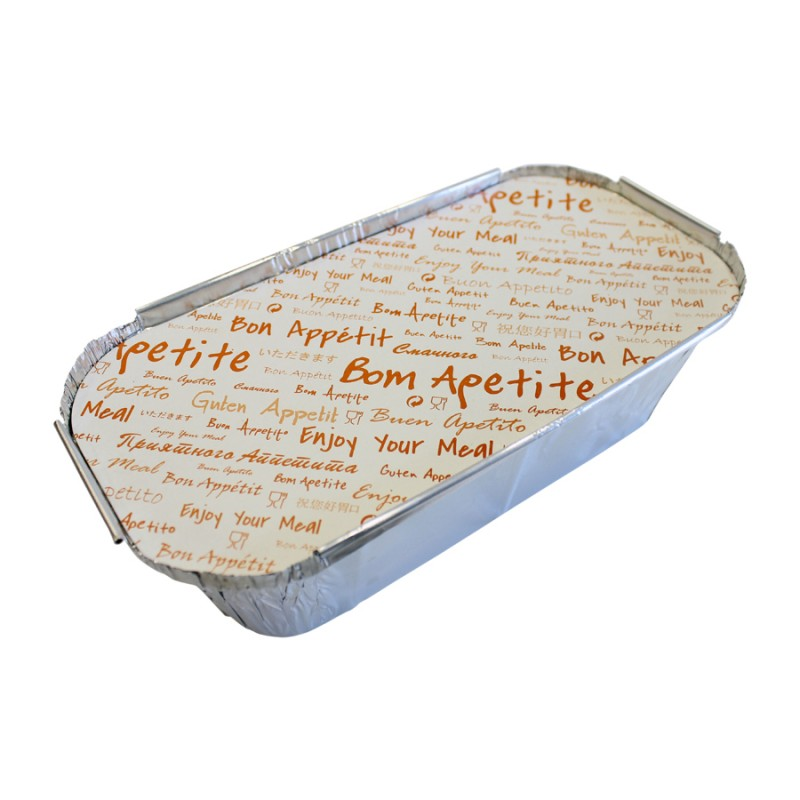 Embalagem de Alumínio com Tampa - Prata, Branco e Vermelho - "Bom Apetite"
