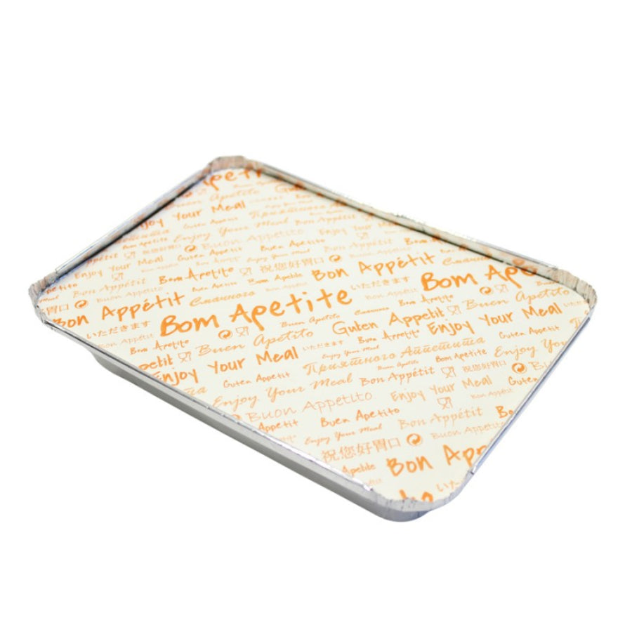 Embalagem de Alumínio com Tampa - Prata, Branco e Vermelho - "Bom Apetite"