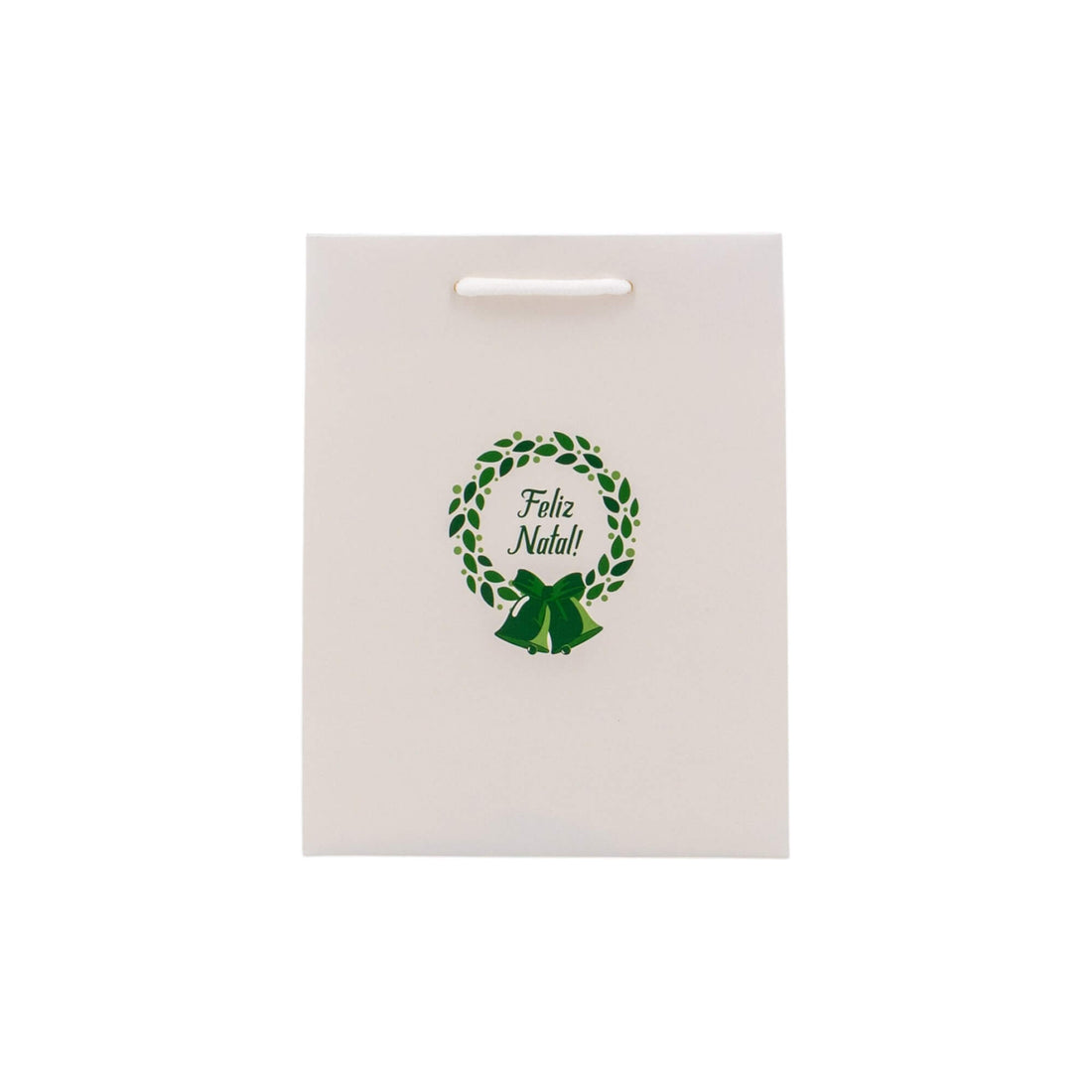 Sacos de Papel Couché 200g - Plastificado Mate - Verde e Branco - "Bosque Inverno"