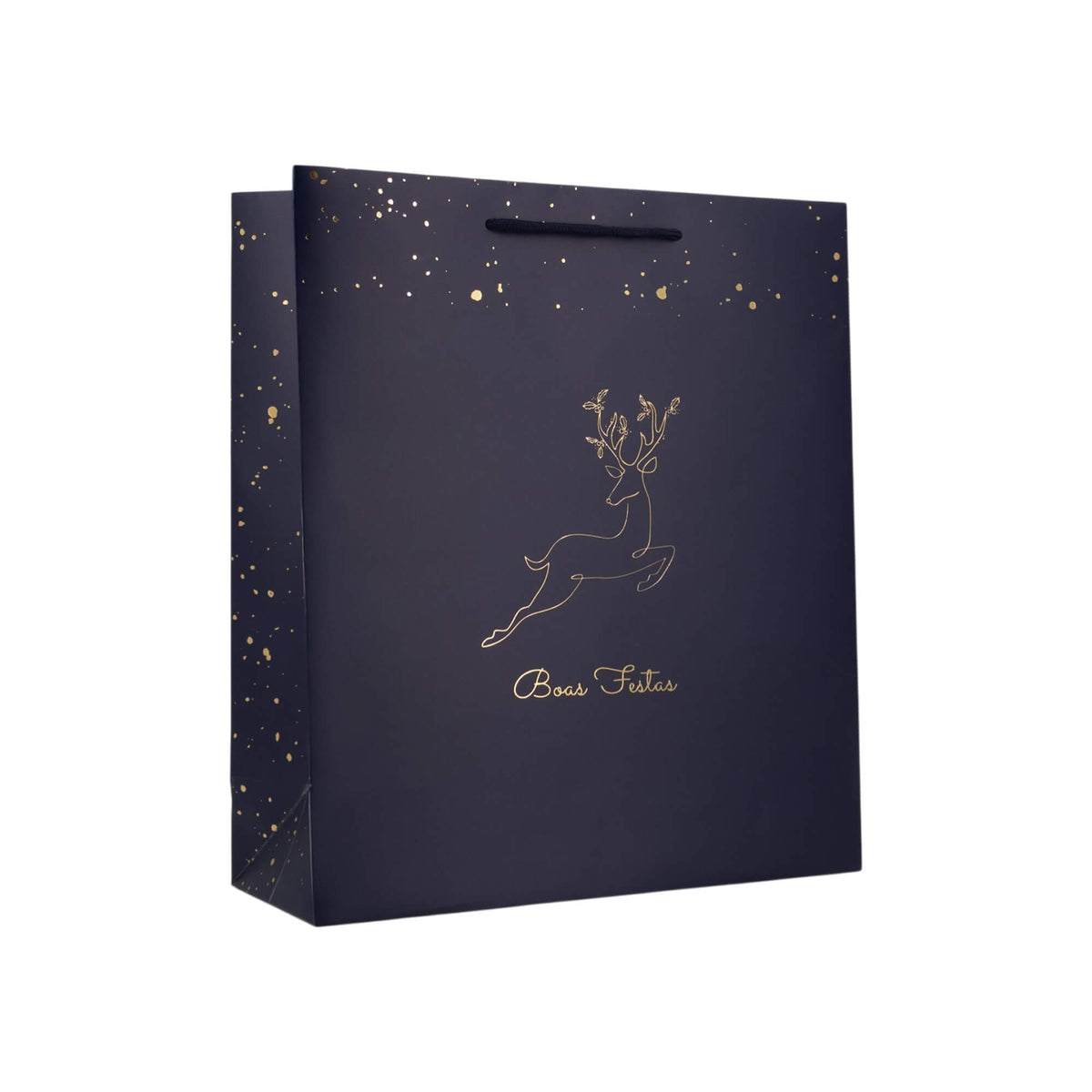 Sacos de Papel Couché 200g - Plastificado Mate - Azul, Dourado e Branco - "Noite Feliz"