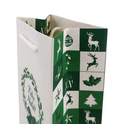 Sacos de Papel Couché 200g - Plastificado Mate - Verde e Branco - "Bosque Inverno"