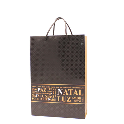 200g Coated Paper Bags - Matt Laminated - Black and Copper - "Christmas"