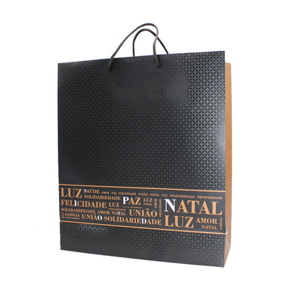 200g Coated Paper Bags - Matt Laminated - Black and Copper - "Christmas"