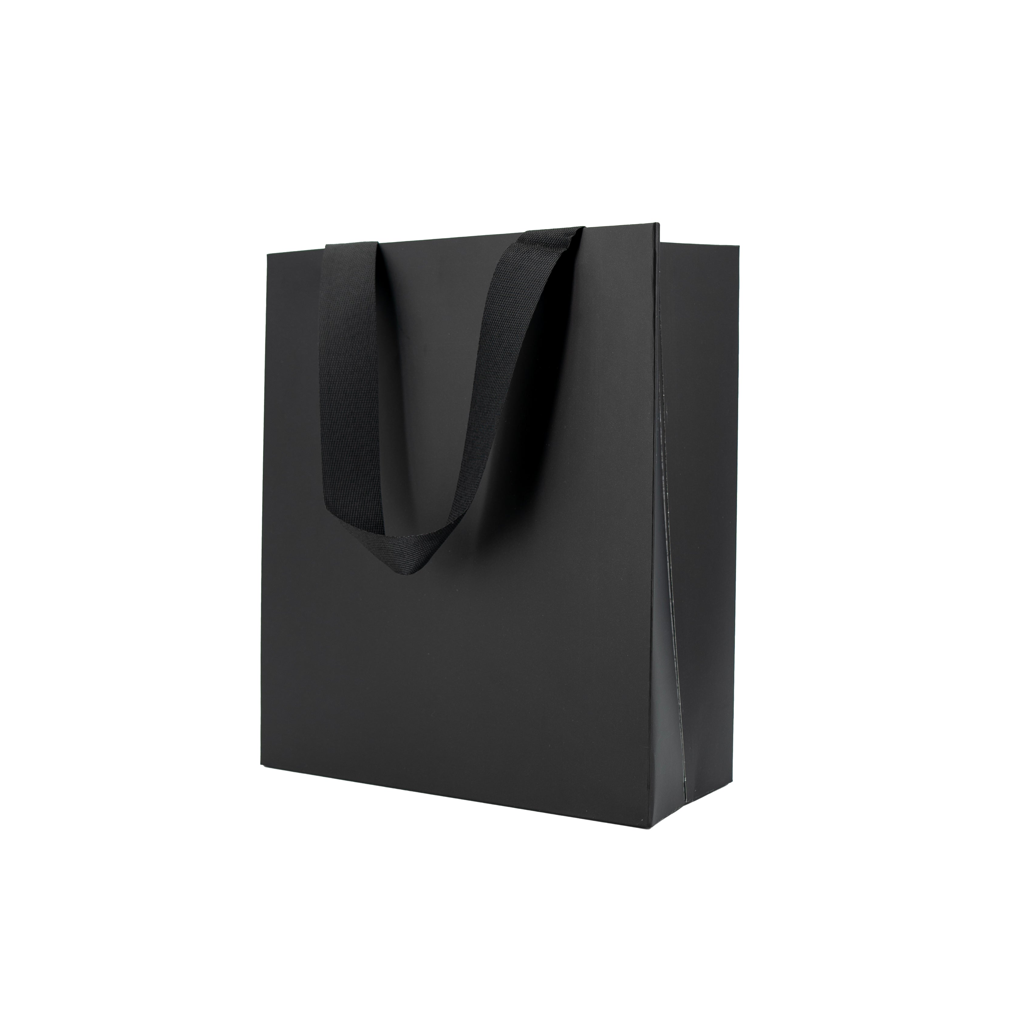 Bolsas Premium en Cartulina 250g con Cinta - Plastificado Mate - Negro