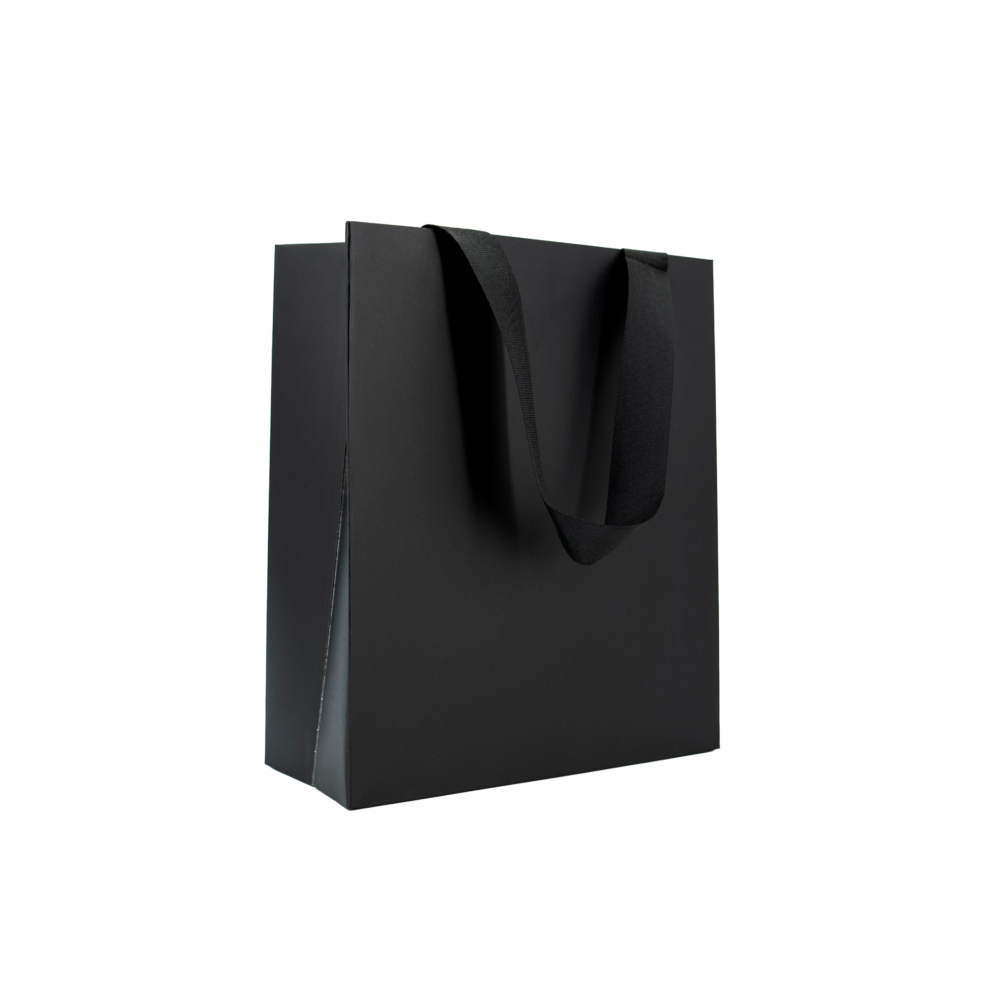 Bolsas Premium en Cartulina 250g con Cinta - Plastificado Mate - Negro