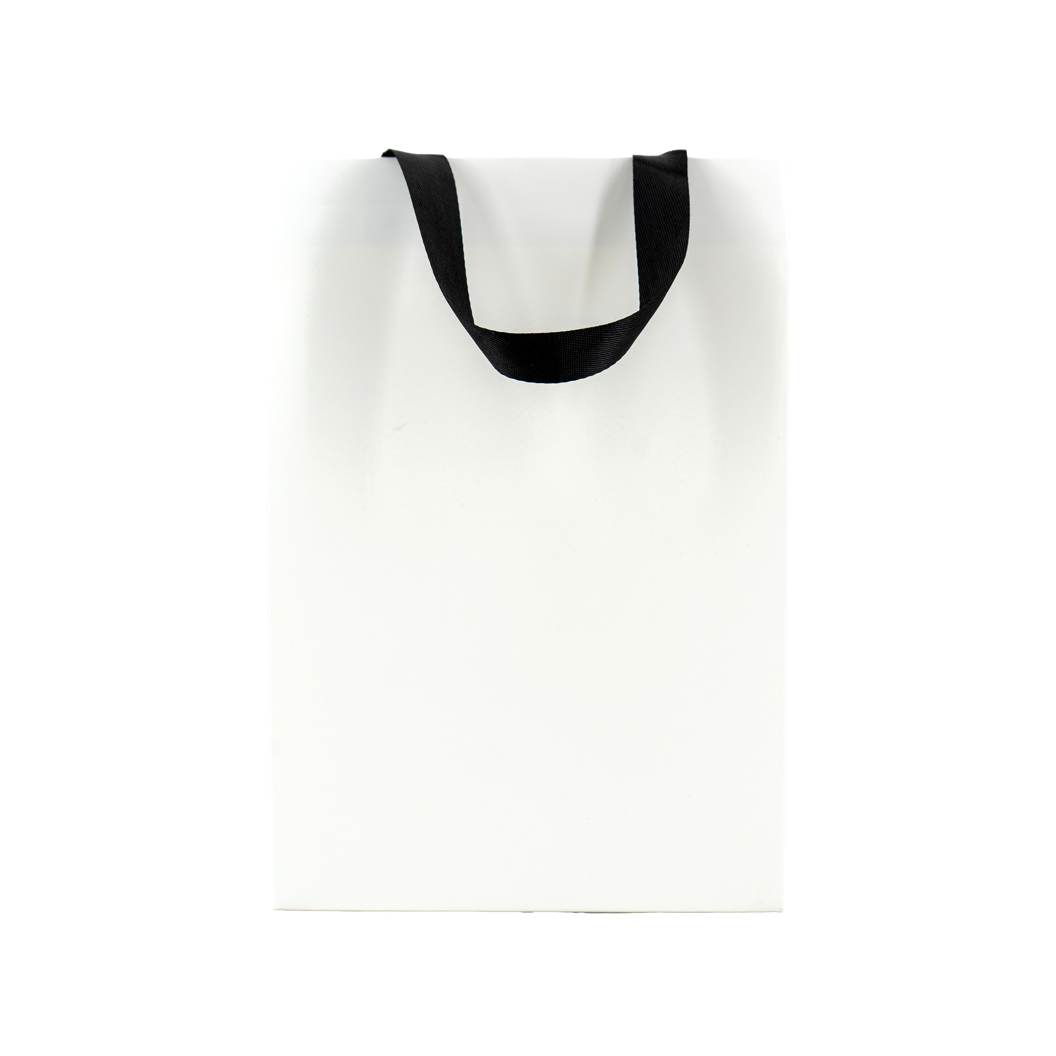 Premium 250g Cardboard Bags with Ribbon - Matt Laminated - White