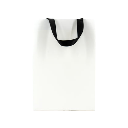 Premium 250g Cardboard Bags with Ribbon - Matt Laminated - White