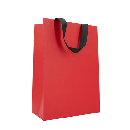 Premium 250gsm Cardboard Bags with Ribbon - Matt Laminated - Red