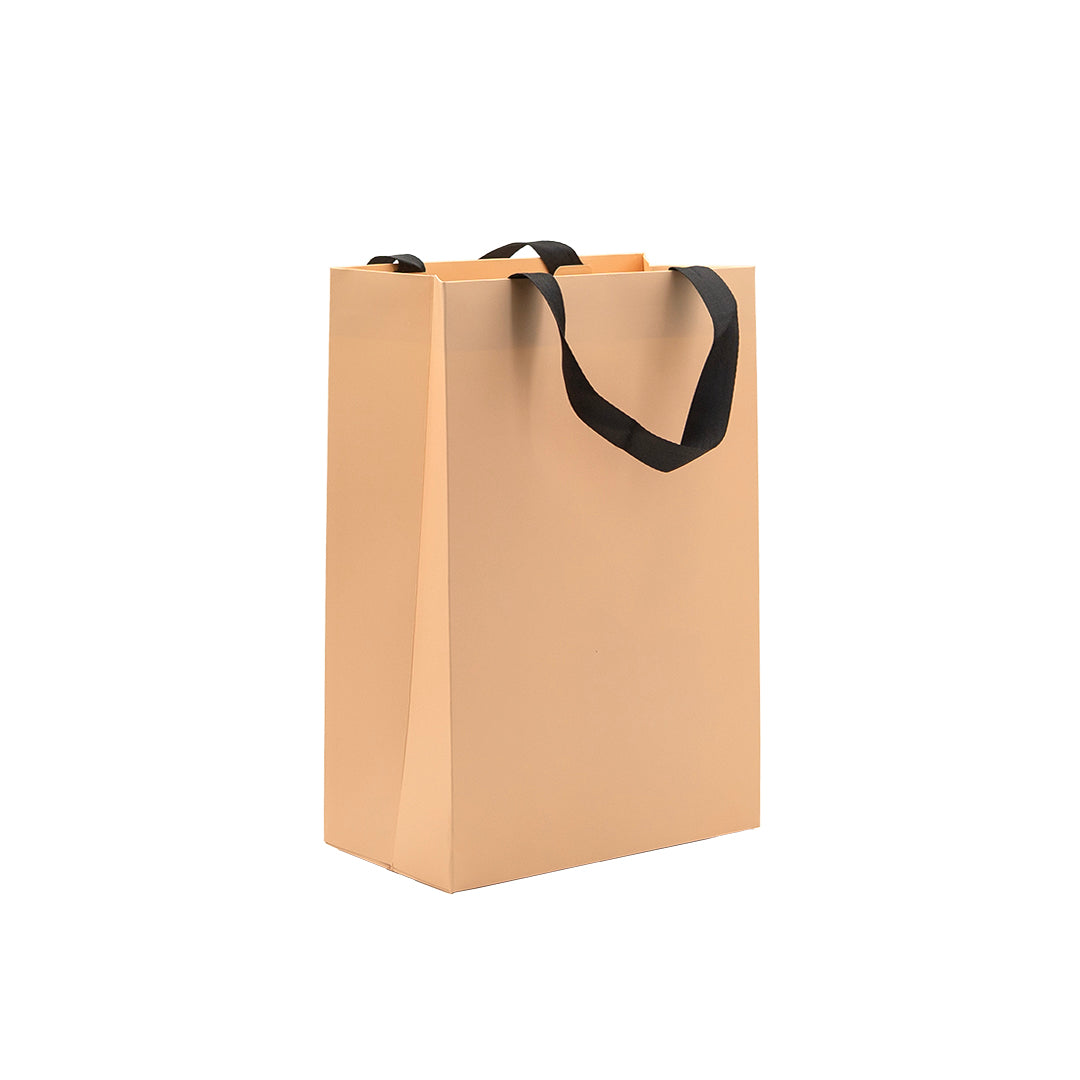 Premium 250gsm Cardboard Bags with Ribbon - Matt Laminated - Cream