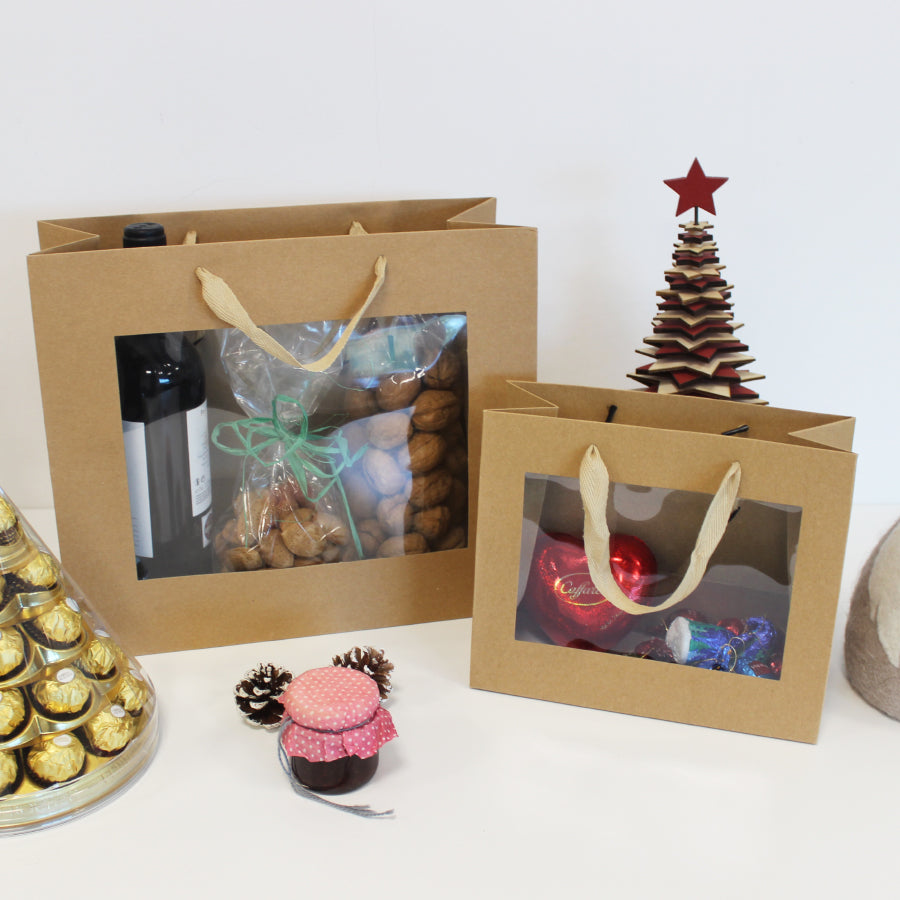 260gsm Kraft Bags with Window and Tape