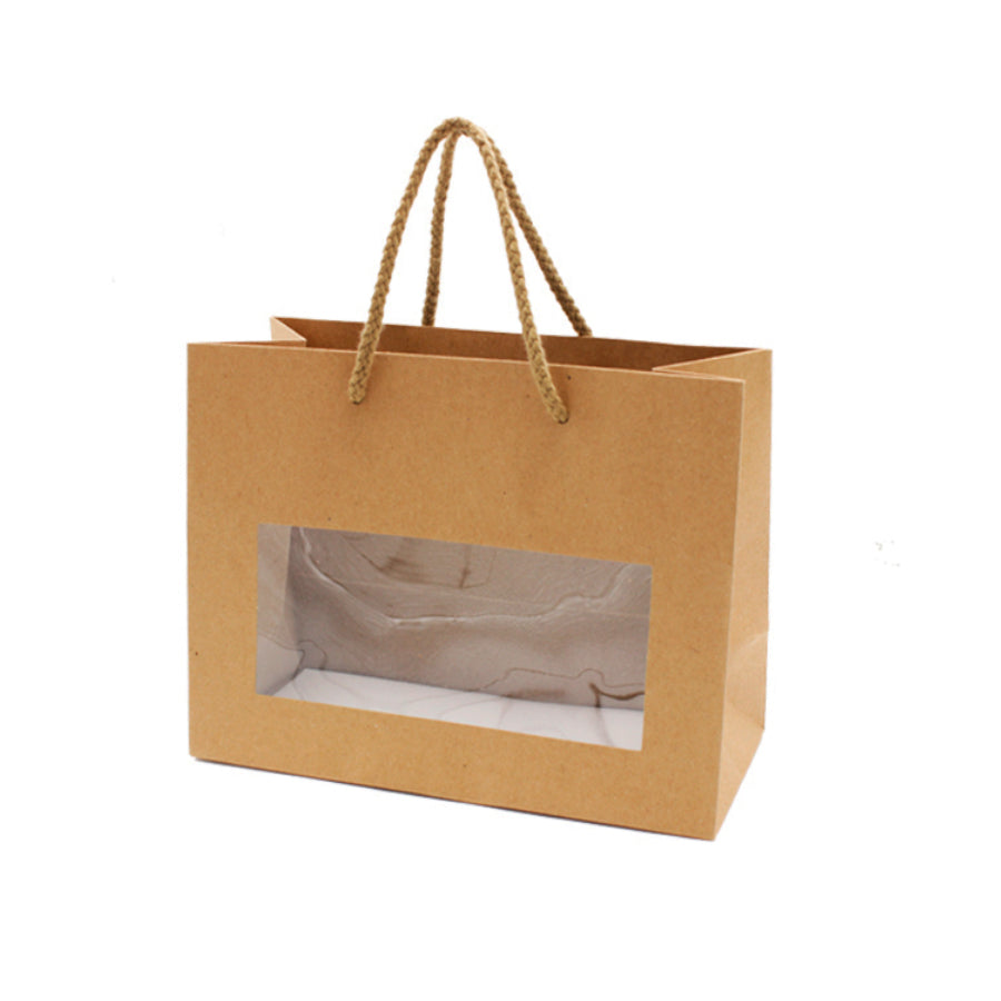 Kraft Bags 150gsm with Window and Drawstring