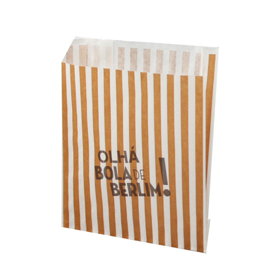 Saquetas Kraft Branco 70g - Castanho - "Olhá Bola de Berlim"