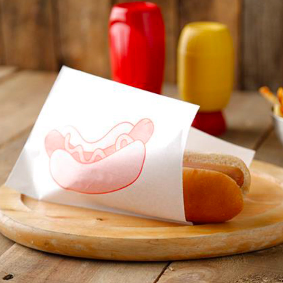 White Kraft Sachets 35g - Red and White - "Hot Dog"