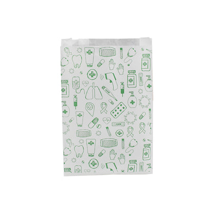 White Kraft Sachets - White and Green - "Pharmacy Generic"