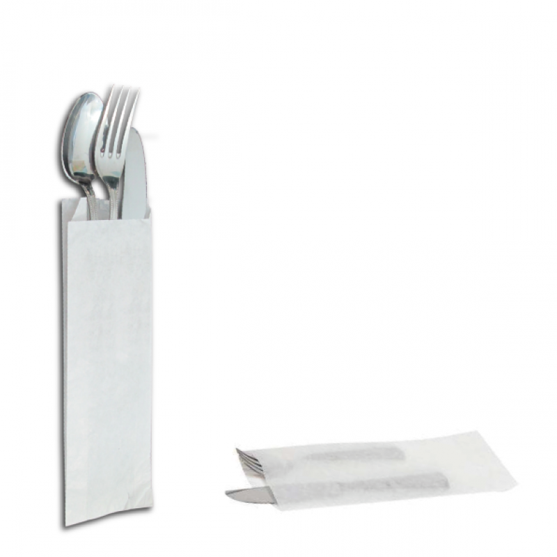 White Kraft Cutlery Pouches