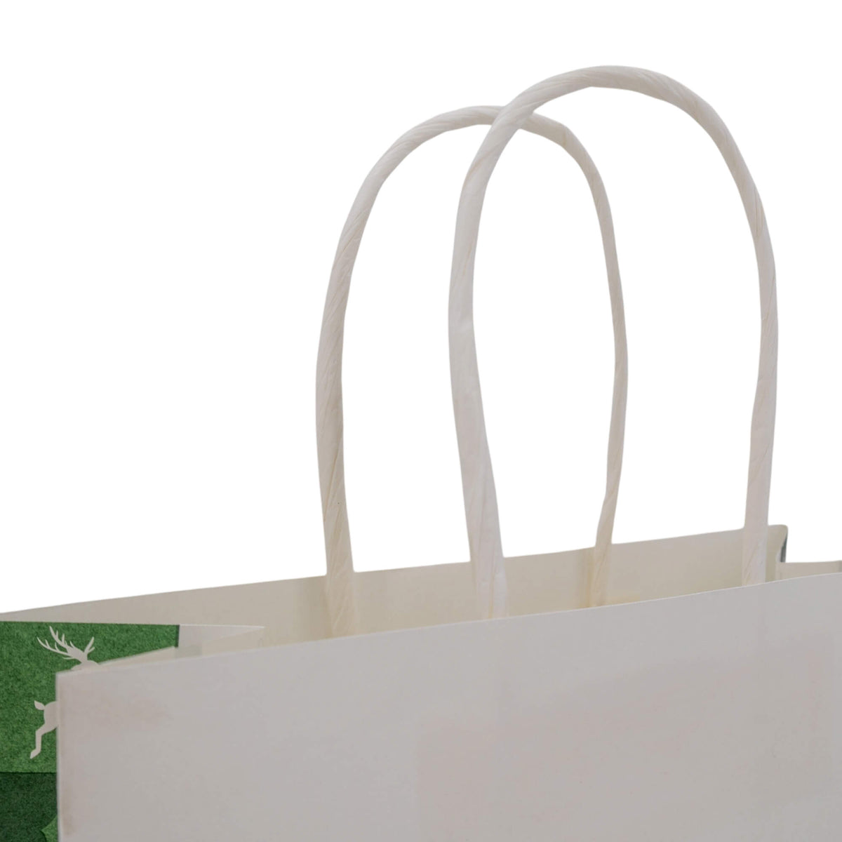 Sacos Asa Torcida Kraft Branco - Verde e Branco - "Bosque Inverno"