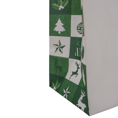 Sacos Asa Torcida Kraft Branco - Verde e Branco - "Bosque Inverno"