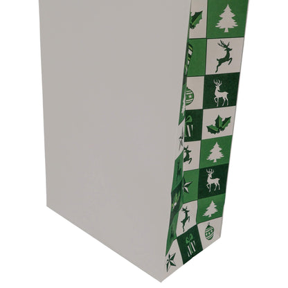 Sacos Asa Torcida Kraft Branco para Garrafa - Verde e Branco - "Bosque Inverno"