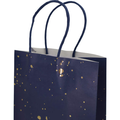 Sacos Asa Torcida Kraft Branco para Garrafa - Azul, Dourado e Branco - "Noite Feliz"