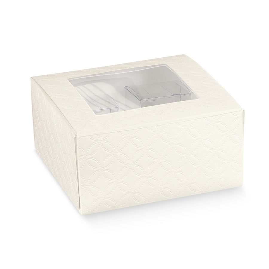 Caixa com Janela em PVC com 4 Mini Caixas em PVC 40Cx40L no Interior  - Branco - "Matelasse"