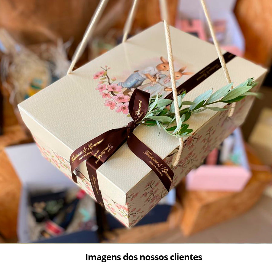 Caixas Segreto com Cordão - Branco e Rosa - "Coelho Páscoa"