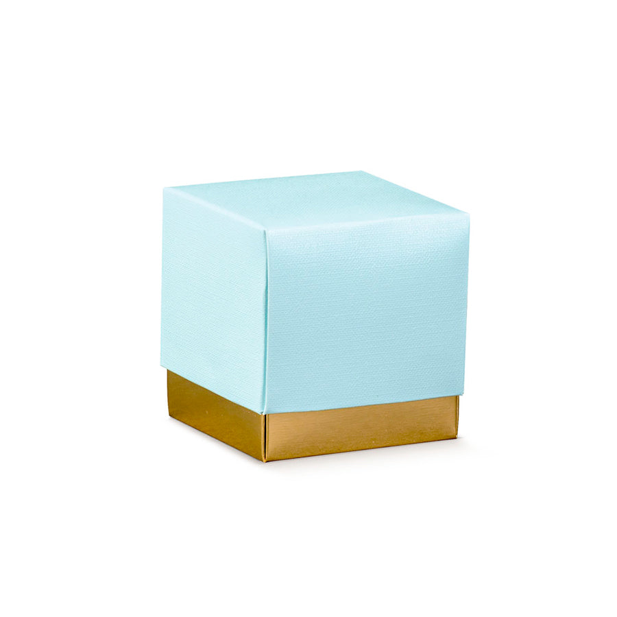 Fleur Boxes with Lid and Base - Blue and Gold - "Linen"