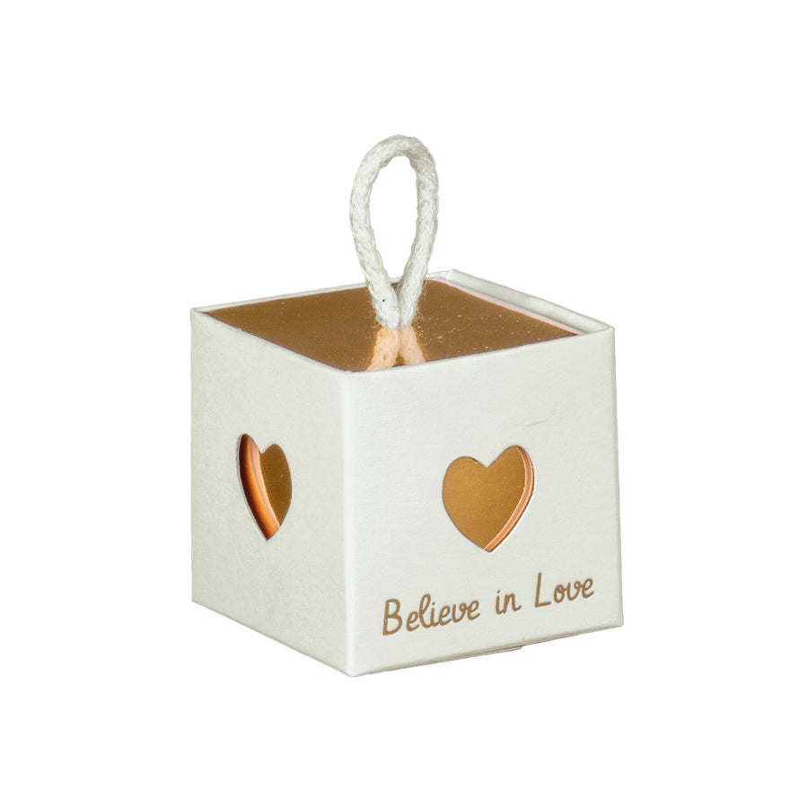 Caixas com Cordão - Branco e Dourado - "Believe in Love"